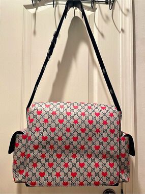 Gucci GG Supreme Monogram Star and Heart Print Diaper Bag Star and Heart Diaper